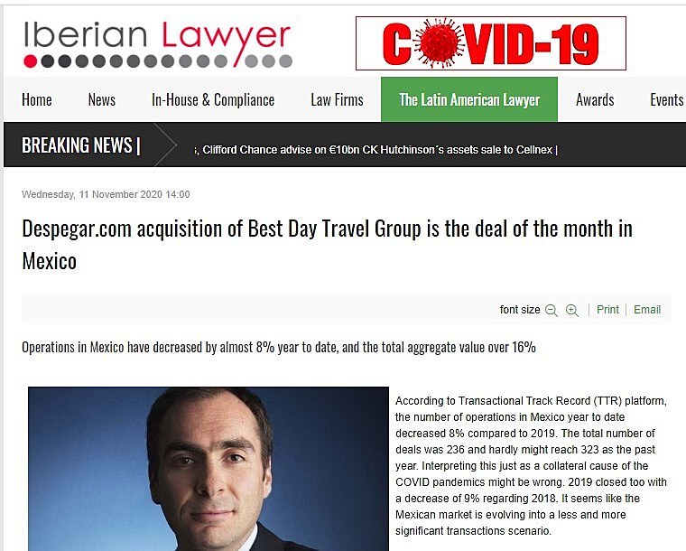 Despegar.com acquisition of Best Day Travel Group is the deal of the month in Mexico